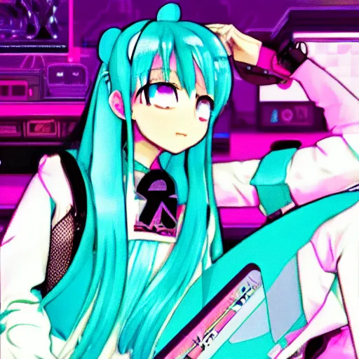 Image similar to hatsune miku smokes sega genesis