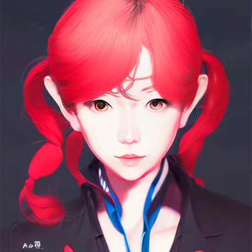 Image similar to Ann Takamaki from Persona 5, anime, elegant, 2d, ultra highly detailed, digital painting, smooth, sharp focus, artstation, portrait art by Ilya Kuvshinov