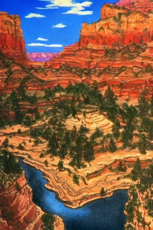 Image similar to bob ross grand canyon