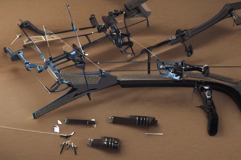 Prompt: a single ightning bolt crossbow made by pixar artists, hyper detailed, intricate, 8 k