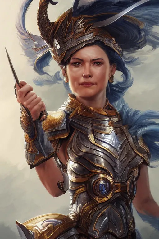 Image similar to amazon valkyrie athena, d & d, fantasy, portrait, highly detailed, headshot, digital painting, trending on artstation, concept art, sharp focus, illustration, art by artgerm and greg rutkowski and magali villeneuve