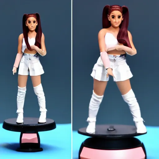 Image similar to high resolution picture of ariana grande as an action figure standing on a table.