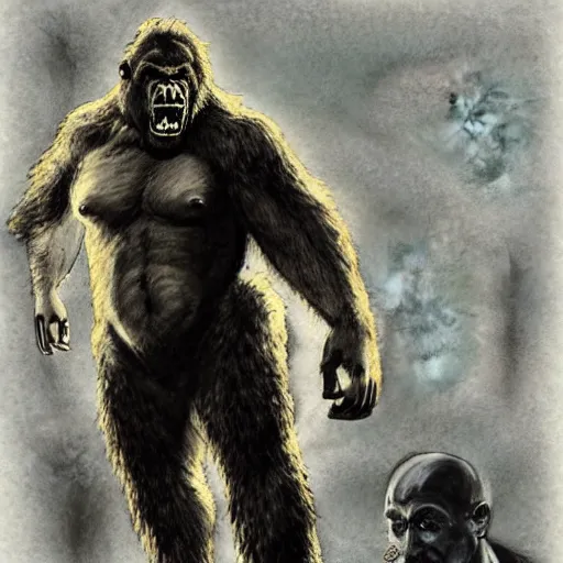 Prompt: Joe Rogan as King Kong, concept art
