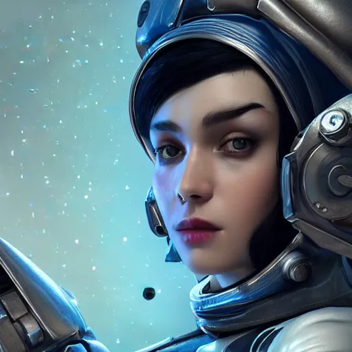 Image similar to spacegirl, 8 k uhd, unreal engine, reflected chrome, octane render in the artstyle of tom bagshaw, unreal engine 5, highly detailed face, true anatomy!, extremely detailed!, fishnets, dystopian, details visible, octane render