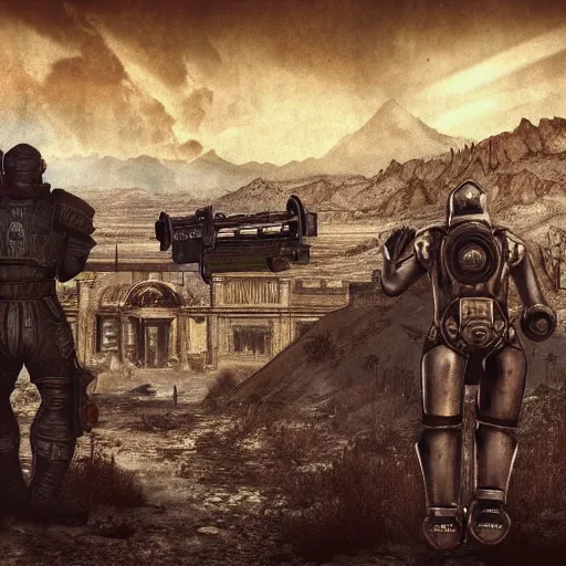 Image similar to fallout new vegas by leonardo da vinci