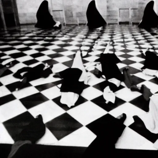 Image similar to photo of nuns playing twister in a sanctuary —width 1024 —height 1024