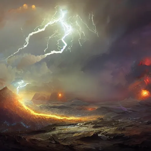 Prompt: explosive storm, fantasy art, concept art, ultra detail