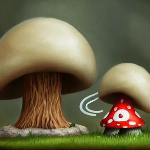 Prompt: cute fluffy mouse sitting under a mushroom house detailed painting 4 k