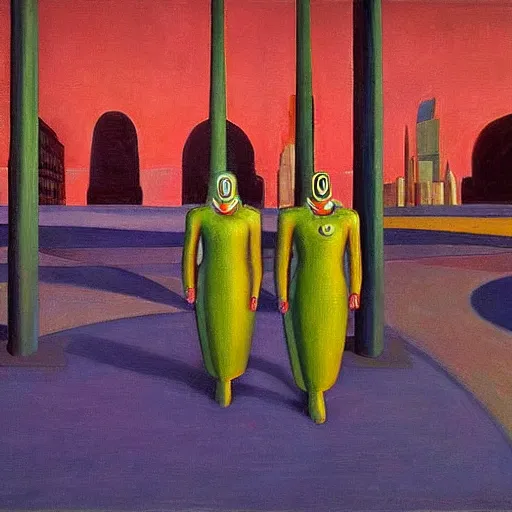 Image similar to robot druids in a grand processional, capital plaza, grant wood, pj crook, edward hopper, oil on canvas