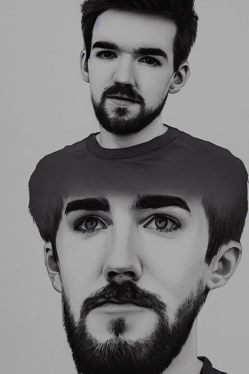 Image similar to Sean McLoughlin, Jacksepticeye, Irish Youtuber, solo portrait, gigachad meme, grayscale 🎨🖌️