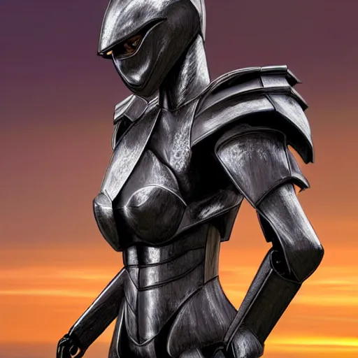 Prompt: chest up bust shot, realistic detailed stunning beautiful armored anthropomorphic humanoid robot female dragon, looking to the side with an elegant pose, smooth and streamlined armor and design made of steel, sharp claws and sharp teeth, high quality head, Slick LEDs, standing on two legs, on the beach during sunset, high quality, cinematic art, sci fi, sunset lighting, 3D render, 8k, artstation, deviantart, furaffinity