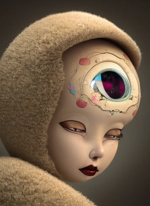 Image similar to closeup profile portrait of tin toy eskimo igloo bikini girl, depth of field, zeiss lens, detailed, symmetrical, centered, fashion photoshoot, by nicoletta ceccoli, mark ryden, lostfish, breathtaking, 8 k resolution, extremely detailed, beautiful, establishing shot, artistic, hyperrealistic, octane render