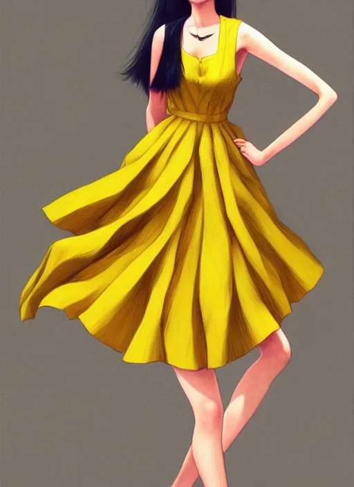 Prompt: photo of a cute young asian girl wearing a yellow honey dress in the style of stefan kostic, realistic, sharp focus, 8 k high definition, insanely detailed, intricate, elegant, art by stanley lau and artgerm