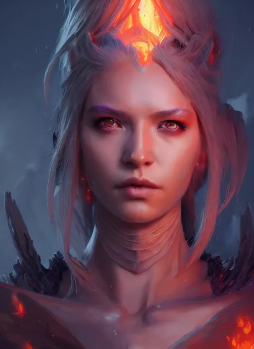 Image similar to character concept art of a dystopian fire sorceress, key visual, realistic shaded perfect face, fine details, dystopian environment and background, by stanley artgerm lau, wlop, rossdraws, james jean, andrei riabovitchev, marc simonetti, and sakimichan, trending on artstation