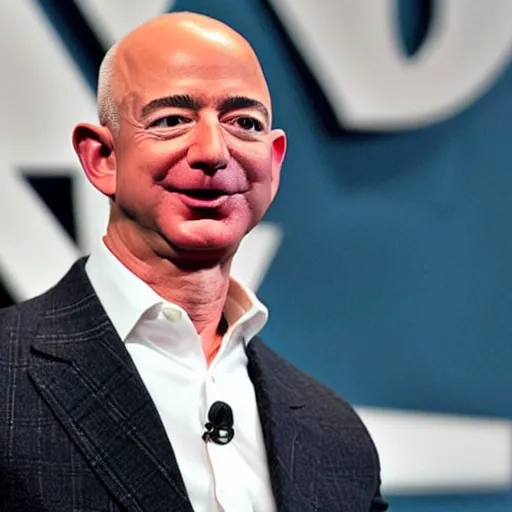 Image similar to Jeff bezos with a surprised face