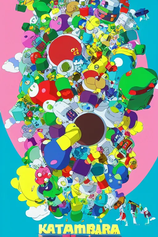 Prompt: Movie poster of Katamari Damacy, Highly Detailed, Dramatic, A master piece of storytelling, created by Hideaki Anno + Katsuhiro Otomo +Rumiko Takahashi 8k, hd, high resolution print