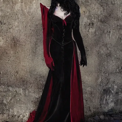 Prompt: full body photo of a beautiful vampire woman