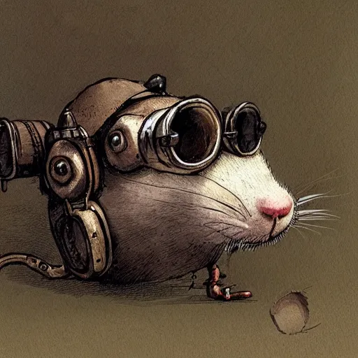 Image similar to a rat with steampunk googles, by JAKUB ROZALSKI