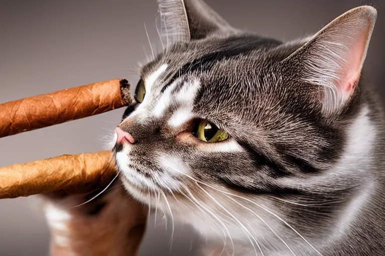 Prompt: cat smoking a cigar