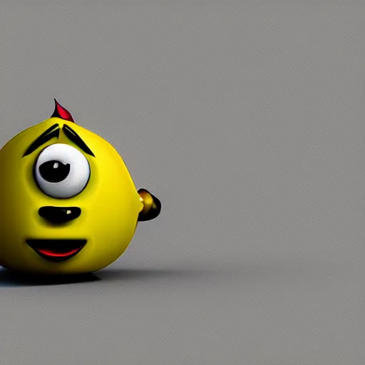 Prompt: an angry lemon, character 3 d render