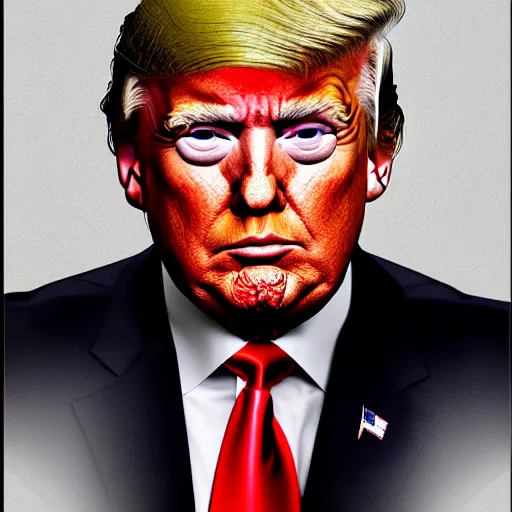 Image similar to donald trump morphing into a toad portrait, intricate, highly detailed, concept art, smooth, sharp focus, illustration, medium shot, mid - shot
