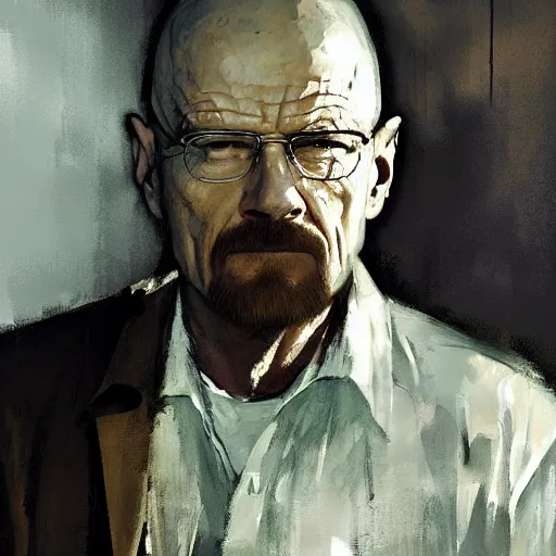 Image similar to walter white painted by jeremy mann