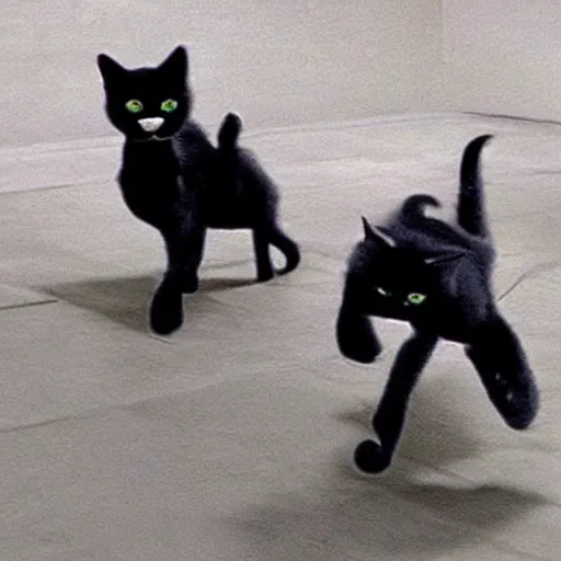 Image similar to cats in the matrix movie style