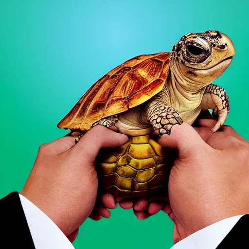 Image similar to donald trump eating a tortoise with the face of mitch mcconnell heironomous bosch