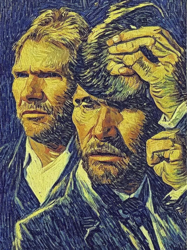 Prompt: harrison ford in the style of van gogh self portrait