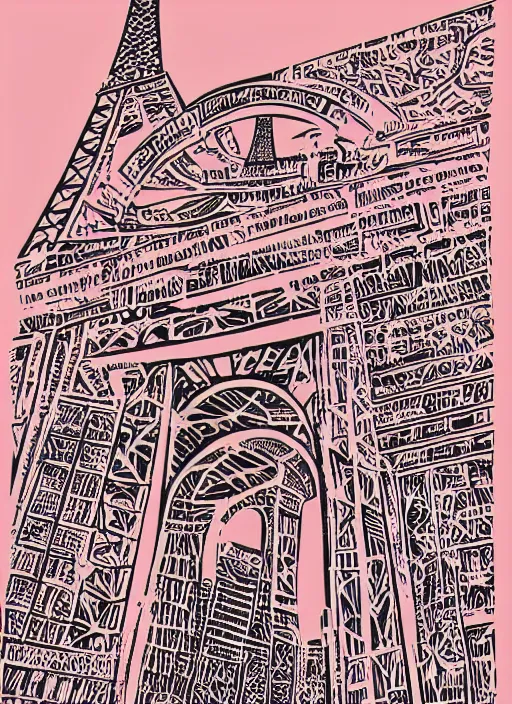 Image similar to portrait of paris, smooth, linocut illustration by tim foley