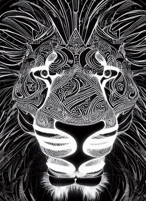 Prompt: A lion face made of Arabic Calligraphy depicting in glowing neons, fisheye lens, unreal 5, DAZ, hyperrealistic, octane render, dynamic lighting