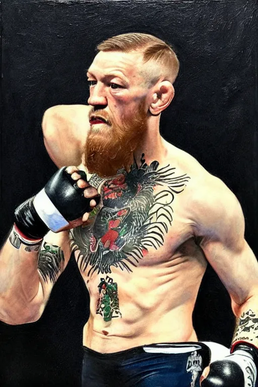 Image similar to connor mcgregor by caravaggio, mma fighter glamour shot