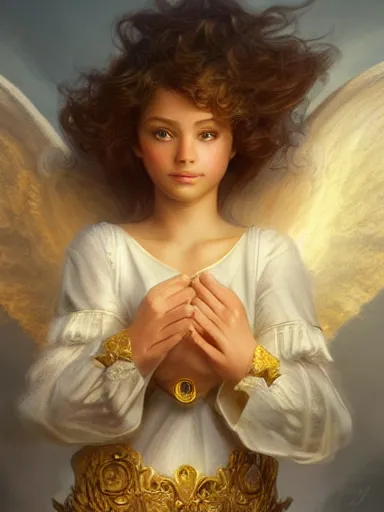 Image similar to an angel holding the world like a baby. intricate, elegant, highly detailed, digital painting, artstation, concept art, sharp focus, illustration, by justin gerard and artgerm, 8 k