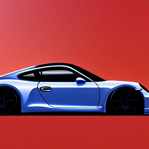 Image similar to illustrated realistic Porsche designed by Apple, backlit by rossdraws