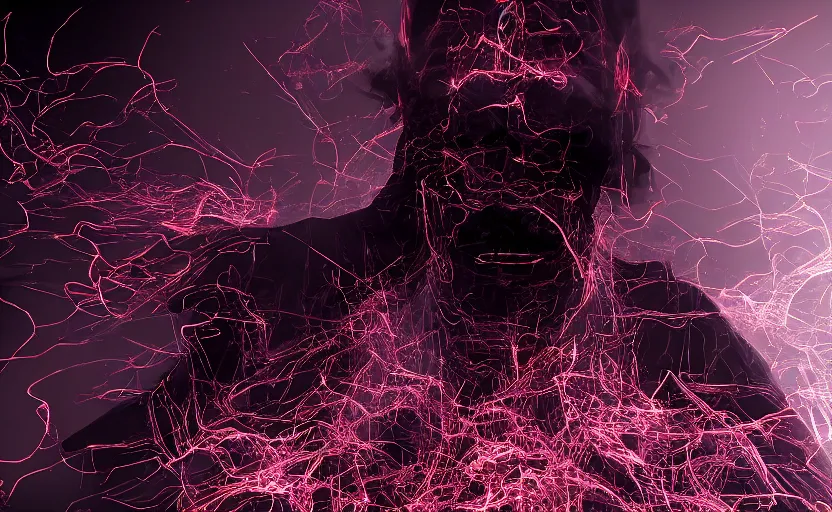 Image similar to A demonic spirit forming from black smoke, CGI, volumetric smoke, particle sim, siggraph