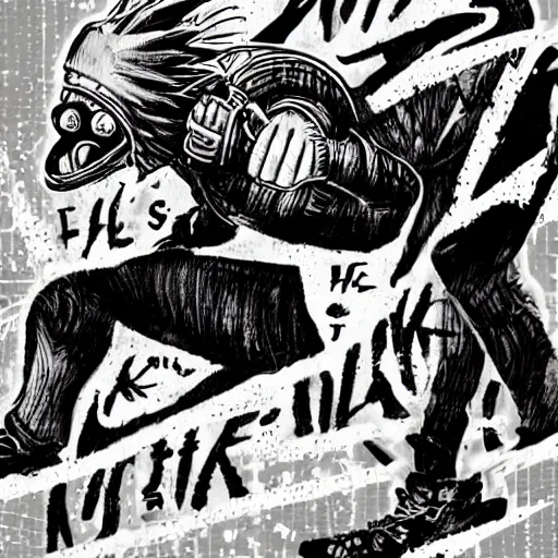 Image similar to nike campaign in the style of dorohedoro