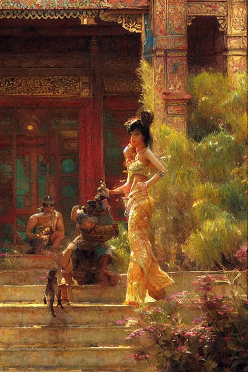 Image similar to Asian palace, painting by Gaston Bussiere, Craig Mullins