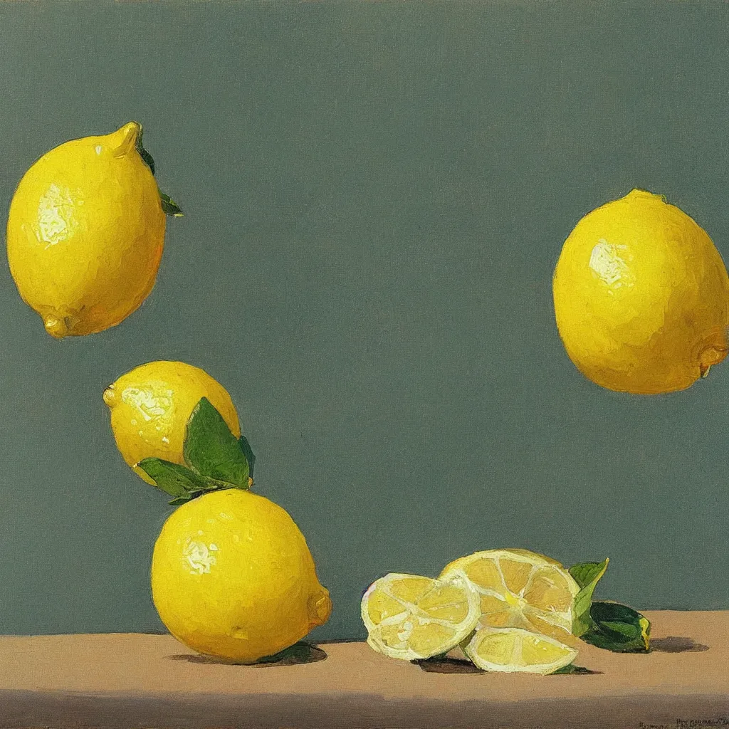 Prompt: A lemon painted by Fairfield Porter