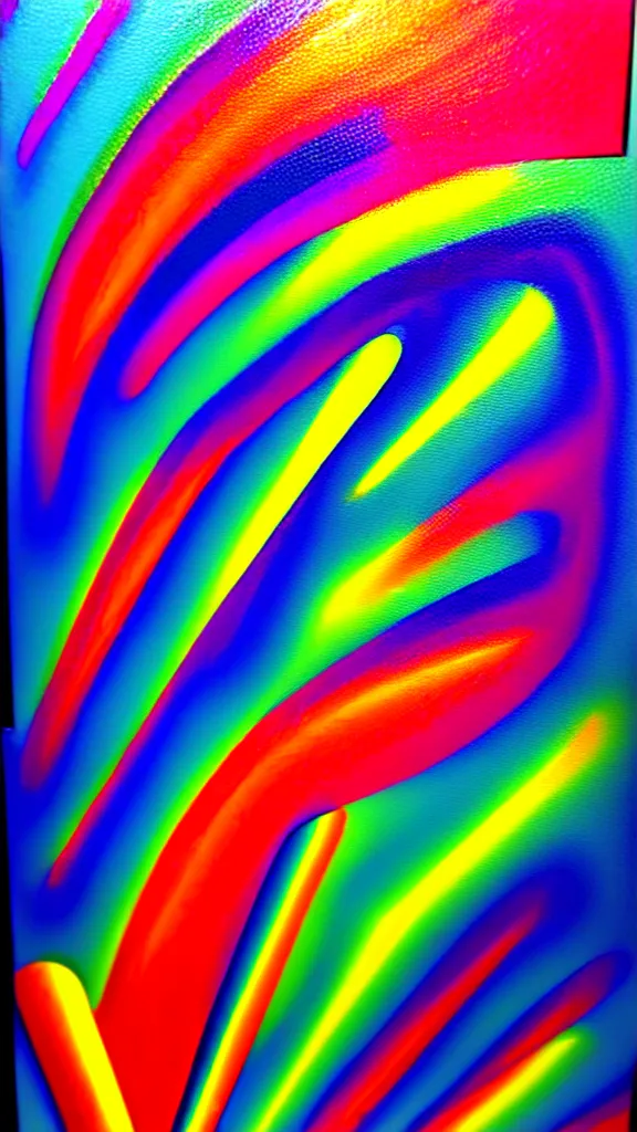 Prompt: an airbrush painting abstract art vorticism neon and chrome 80s style