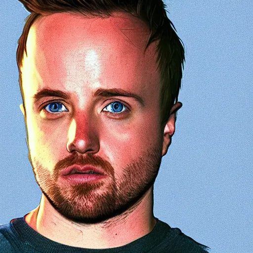 Prompt: jesse pinkman's head coming out of a blue mist, trending on artstation, profile pic, centered, accurate anatomy, highly detailed, digital art,