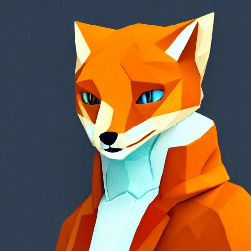 Image similar to aesthetic albino fox fursona portrait, commission of a anthropomorphic lion on fire, fursona wearing stylish clothes, winter armosphere, pastel simple art, low poly