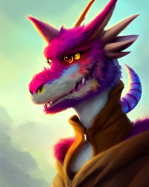 Image similar to character concept art of a cute young male anthropomorphic colorful furry dragon | | cute - fine - face, pretty face, key visual, realistic shaded perfect face, fine details by stanley artgerm lau, wlop, rossdraws, james jean, andrei riabovitchev, marc simonetti, and sakimichan, trending on artstation