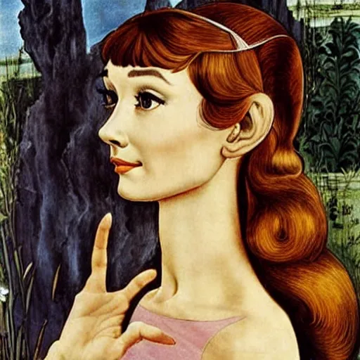 Image similar to audrey hepburn art by botticelli