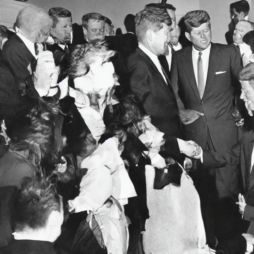 Image similar to vintage photo of president kennedy meeting with a lusty argonian maid