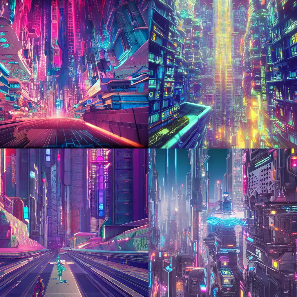 Prompt: a beautiful ultradetailed and ultrasharp 80s anime futuristic city scene, intricate details, sense of space, detailed, trippy, dope , rendered in unreal engine by beeple, by victo ngai