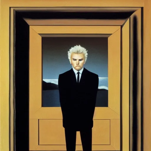 Image similar to billy idol by rene magritte, hd, 4 k, detailed, award winning
