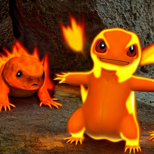 Image similar to national geographic professional photo of charmander, award winning