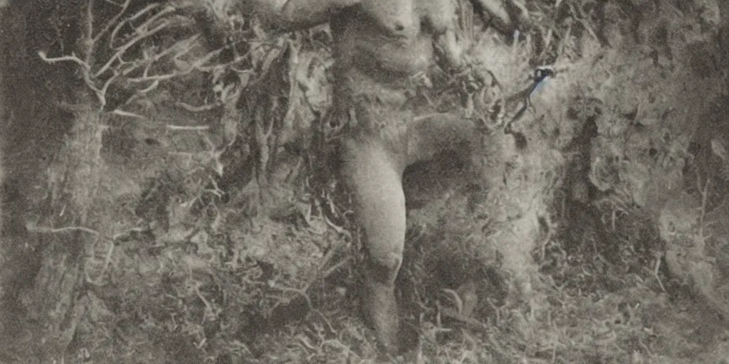 Image similar to mythical monster from a culture in an arid region, 1 9 0 0 s photograph