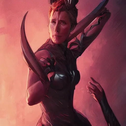 Image similar to emma thompson as marvel's Hela, hd, artwork by greg rutkowski