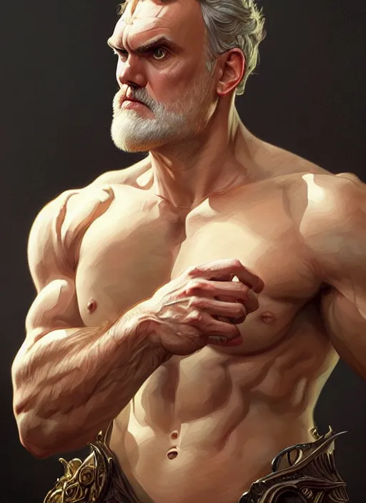 Prompt: portrait of greg davies, d & d, muscular! fantasy, intricate, elegant, highly detailed, digital painting, artstation, concept art, smooth, sharp focus, illustration, art by artgerm and greg rutkowski and alphonse mucha